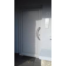 Porte D Entree Gris Argent Avec Panneau Decoratif Plein Porte Entree Pvc Portes Panneaux Decoratifs
