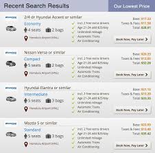 Cheap Oahu Car Rental Cheap Rate Chart