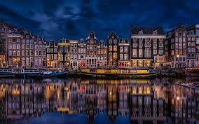 تقع امستردام في مقاطعه شمال هولندا غرب البلاد. Download Wallpapers Holland Amsterdam Rchannels Embankment Night Netherlands Europe Besthqwallpapers Com Amsterdam Wallpaper Netherlands Amsterdam