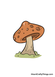 How to draw super mario bros. Mushroom Drawing How To Draw A Mushroom Step By Step