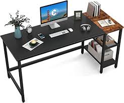 Shipped with usps first class. Amazon Com Cubicubi Computer Home Office Desk 55 Inch Small Desk Study Writing Table With Storage Shelves Modern Simple Pc Desk With Splice Board Black Brown Kitchen Dining