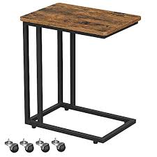 Rigid casters roll in a straight line. Buy Vasagle End Table Side Table Tv Tray C Shaped Snack Table With Metal Frame Rolling Casters Industrial For Living Room Bedroom Rustic Brown And Black Ulnt50x Online In Indonesia B077mlypkz