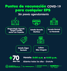 Conozca su efectividad y qué otras vacunas están en ensayos clínicos de fase 3. Alcaldia Distrital De Barranquilla Recuerda Los Puntos De Vacunacion Contra Covid 19 Habilitados Estos 5 Escenarios Siguen Abiertos Para Que Personas Mayores De 70 Anos Reciban La Vacuna Contra El Virus