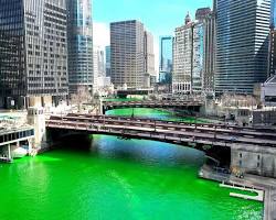 Image of Chicago Riverwalk during St. Patrick's Day