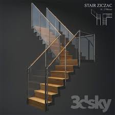 3d Models Staircase Stair Ziczac Stairs Staircase 3d Model