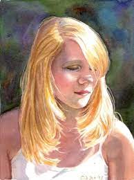Portrait Of A Blonde Girl Figurative Young Woman Watercolor Painting Portrait Painting Watercolor Portraits Portrait