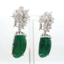 68.40 Carat Diamond Emerald 14 Karat White Gold Chandelier Earrings For Sale at 1stDibs - Product from 1stDibs