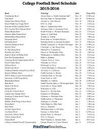 Louisiana 11:00 am new mexico north texas vs. Printable College Football Bowl Schedule Pick Em Sheet 2015 2016 College Football Bowl Schedule College Football