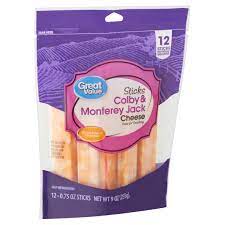 Find quality dairy products to add to your shopping . Great Value Sticks Colby Monterey Jack Cheese 0 75 Oz 12 Count Walmart Com