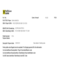 Va oferim un instrument usor de folosit, prin care obtineti instant codul iban al conturilor deschise la raiffeisen bank. Ordin De Plata Lcy Plata Intrabancara In Conturi La Raiffeisen Bank 25 05 18