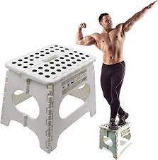 This plastic folding step stool by rubbermaid is the perfect pick for use anywhere in your home. Amazon Com Super Strong Folding Step Stool 11 Height Holds Up To 300 Lb The Lightweight Foldable Step Stool Is Sturdy Enough To Support Adults And Safe Enough For Kids Home Kitchen