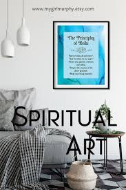 Reiki Principles Wall Art Unframed Reiki Print In Blues And Etsy Mindfulness Art Reiki Art Home Decor