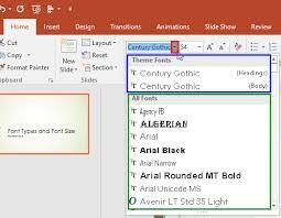 Font Types And Sizes In Powerpoint 2016 For Windows Powerpoint Font Types Font
