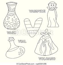 Coloring letters alphabet coloring pages free printable coloring pages coloring book pages coloring pages for kids coloring sheets handwriting analysis nice handwriting improve find more coloring pages online for kids and adults of animal alphabet letter v coloring pages to print. Kids Alphabet Coloring Book Page With Outlined Clip Arts Letter V Worksheet For Preschool And Elementary Age Children Canstock