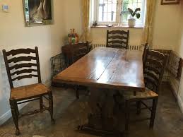Great savings & free delivery / collection on many items. Secondhand Vintage And Reclaimed 40 S Vintage Vintage Oak Dining Table 3m X 1 1m With 10x Ladder Back Chairs Surrey