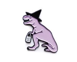 Halloween Trick Or Treating Witch Dinosaur Enamel Lapel Pin Etsy Dinosaur Pin Enamel Lapel Pin Lapel Pins