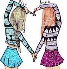 this is elsa and anna real names the elsa is elise and the anna annaliese they just love frozen so much t drawings of friends bff drawings best friend drawings