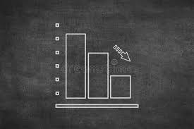 White Chalk Hand Drawing In Bar Chart With Downtrend Arrow