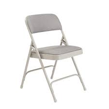 National Public Seating Grey Fabric Padded Seat Stackable Folding Chair Set Of 4 2202 The Home Depot Folding Chair Padded Folding Chairs Public Seating