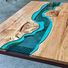 Image Of Spalted Maple River Coffee Table Wood Table Glass Waterfall Resin And Wood Diy