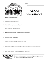 The resulting simple sugar goes into the bloodstream. Carb Controversy Video Worksheet