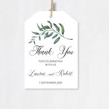 Wedding Thank You Tag Printable Green Leaf Wreath Personalized Favor Tag Olive Branches Foliage Thank You Card Pdf Download Marie 014 Thank You Tag Printable Thank You Tags Printable Favor Tags