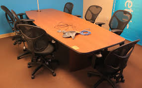99 list list price $215.98 $ 215. Wood Conference Table 120 L X 45 5 W 7 Rolling Mesh Chairs Does Not Come With Polycom Unit Oahu Auctions
