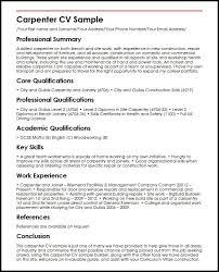 Carpenter Cv Sample Myperfectcv College Resume Template Resume Templates Good Resume Examples