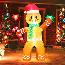 Christmas inflatable santa inflatables balloon for 2019 outdoor christmas decoration. Maoyue Christmas Inflatables 5ft Christmas Decorations Outdoor Christmas Gingerbread Man Blow Up Christmas Decorations Built In Led Lights With Tethers Stakes For Outdoor Yard Lawn Buy Online In Bahamas At Bahamas Desertcart Com Productid