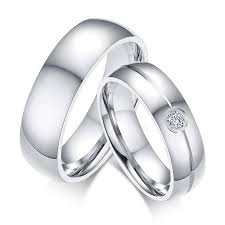 6mm Simple Classic Stainless Steel With Cubic Zirconia Couple Rings Stainless Steel Wedding Bands Wedding Ring Bands Band Rings