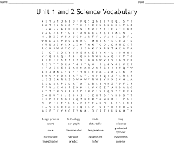 Unit 1 And 2 Science Vocabulary Word Search Wordmint