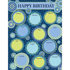 Birthday Chart For Classroom Decoration Blue Harmony Birthday Chart Birthday Chart Classroom Birthday Charts Classroom Birthday