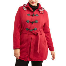 Yoki Womens Plus Size Sherpa Lined Toggle Fleece Jacket With Removeable Plaid Lined Hood