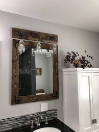 Are You Feel Bored With The Design Of Your Bathrom Mirror Do Yu Want To Make It Become More Cool And Di Wood Framed Mirror Mason Jar Light Fixture Wood Mirror