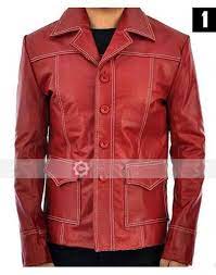 Brad Pitt Fight Club Coat Tyler Durden Red Leather Jacket Leather Jacket Red Leather Jacket Fight Club Brad Pitt