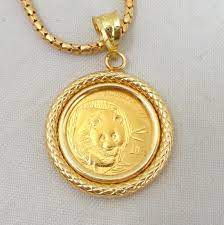 Estate 999 Gold Panda Coin On 18k Necklace Bezel Original Box Coin Jewelry History Jewelry Gold Coin Necklace