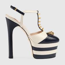 Black And White Striped Platform Heels Gucci Studded Leather Platform Pump Pumps Heels Platform Pumps Leather Platform Sandals