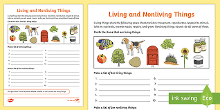 living and nonliving things worksheets twinkl
