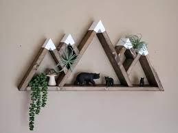 Wooden 5 Peak Mountain Shelf Rustic Wooden Shelves Geometric Shelves Nursery Wall Art Nursery Shelves Mountain Wall Decor Camping Gift In 2021 Mountain Wall Decor Geometric Shelves Rustic Wooden Shelves