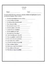 A list of adverbs, plus definitions and examples of how to use different types of adverbs in a sentence. English Worksheets Type Of Adverbs