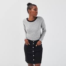 Jupe en jean camaïeu mi longue taille s #hcdtaille36 couleur : Jupe Droite Boutonnee En Jean Denim Noir Femme From Cache Cache On 21 Buttons