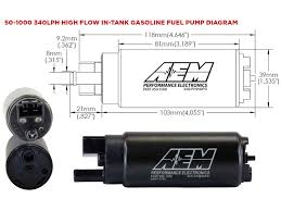 340lph High Flow In Tank Fuel Pump Offset Inlet Aem