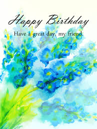 A great way to practice your watercolors while also creating your very own, personalized greeting cards. Blue Watercolor Flowers Happy Birthday Card For Friends Birthday Greeting Cards By Davia