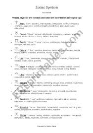My star sign is taurus. Zodiac Symbols Star Signs And Charcteristics Associated With Them Esl Worksheet By Sarna