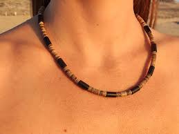 Collier surfeur heishi "black dot"