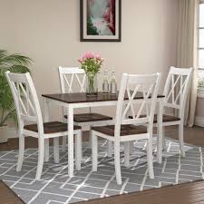 To sit and have a lovely cup of tea, a slice of cake and read my favourite magazine or newspaper. 5 Piece Dining Table Set Square Kitchen Table With 4 Chairs Compact Dining Room Set Wood