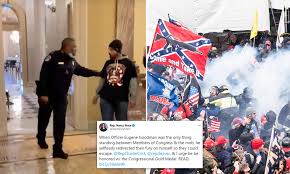 Officer eugene goodman drew an angry mob away from the entrance to the senate floor as rioters smashed their way into the us capitol on wednesday. Lawmakers Introduce Bill To Award Hero Capitol Police Officer The Congressional Gold Medal Daily Mail Online