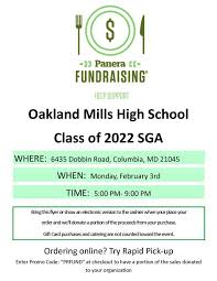 We did not find results for: Class Of 2022 Panera Fundraiser Oakland Mills High School