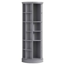The bookshelf in my living room is spinning! Gray Round Wooden Revolving Bookcase Tower
