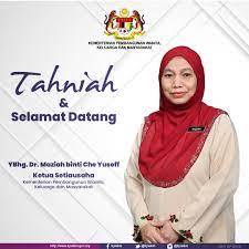 Kementerian pembangunan wanita, keluarga dan masyarakat (kpwkm)) when it took on the functions of the ministry of national unity and social development (malay: Sekalung Tahniah Dan Selamat Datang Diucapkan Buat Ybhg Dr Maziah Binti Che Yusoff Atas Lantikan Sebagai Ketua Setiausaha Kementerian Pembangunan Wanita Keluarga Dan Masyarakat Selamat Bertugas Diucapkan Dari Seluruh Warga Kementerian